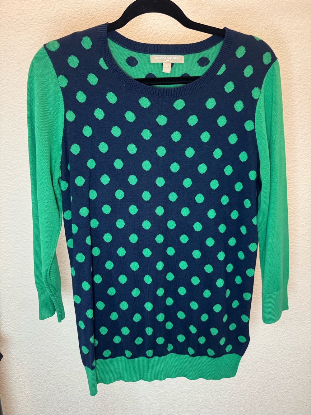Banana Republic Green & Navy Polka Dot Sweater